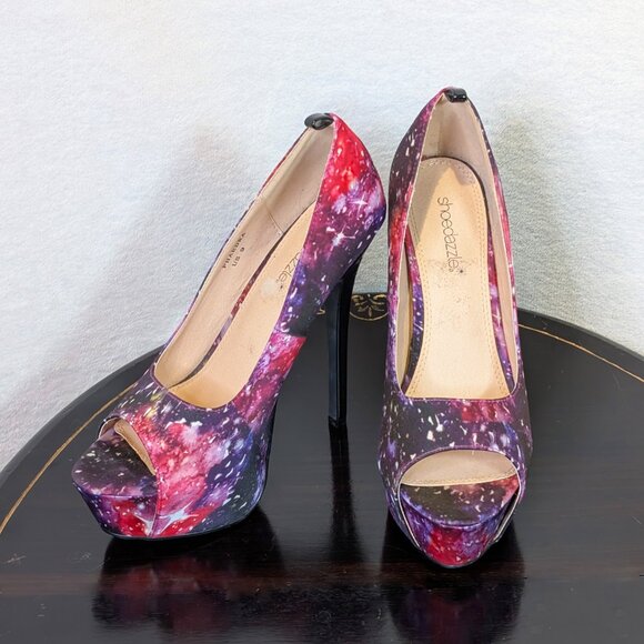 Shoe Dazzle Open Toe Slip on Stiletto High Heel Platform pumps Size 9 - Picture 2 of 11